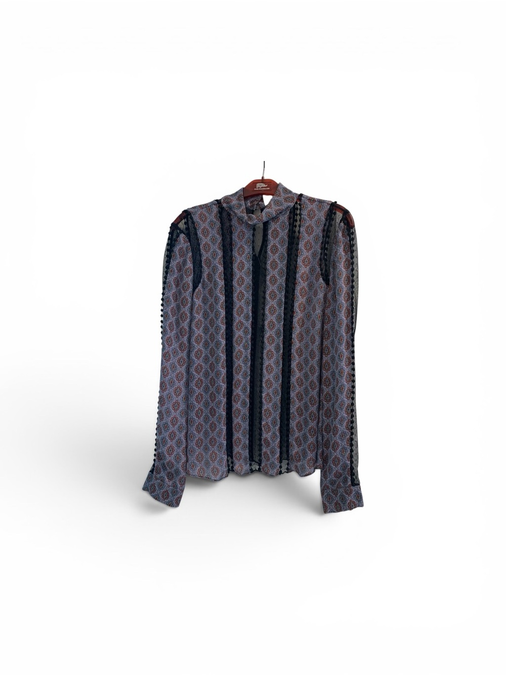 cinq a sept gray and Black Patterned Long-Sleeve Button-Down Shirt NWOT